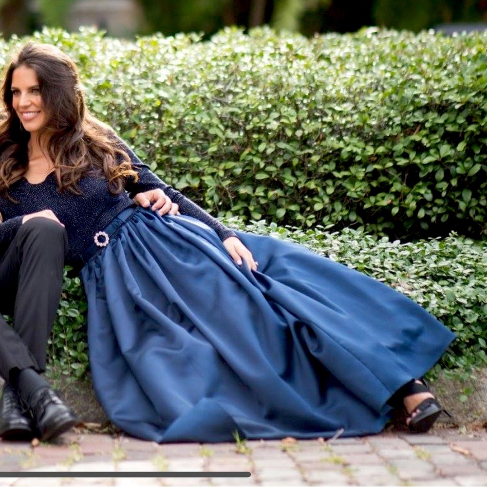 Vintage Caché navy gown.